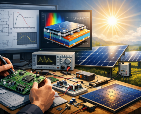 Ingegnere elettronico progetta pannelli fotovoltaici