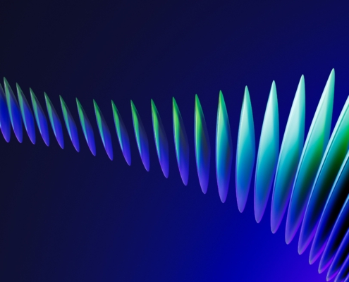 Rappresentazione di onde sonore di audio immersivo realizzato grazie all'ingegneria elettronica